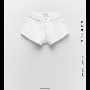 White super curved Zara denim shorts
